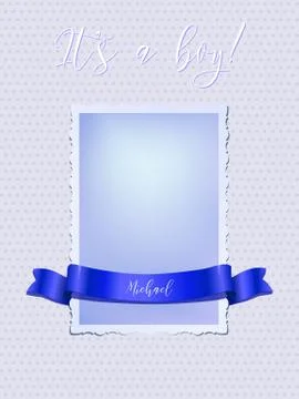 Vintage newborn card templates. Vector blue newborn card with It's a Boy text. Stock Illustration