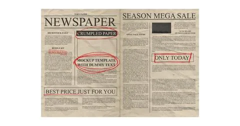 Vintage newspaper spread note featuring jagged rip edge effect. Ripped page Stock Illustration