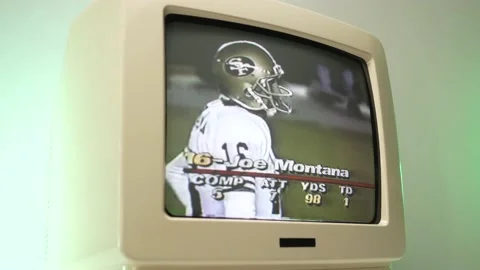 Vintage NFL Football Game Playing on a 8, Stock Video