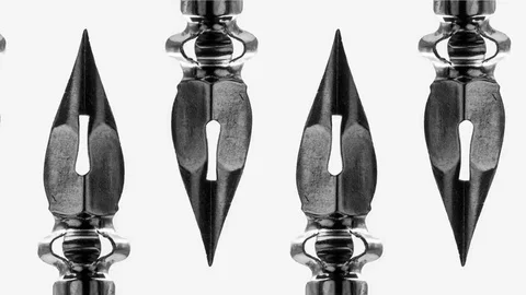 Vintage nibs frame for text title - animation - rotoscope - black and white Video stock 80010570