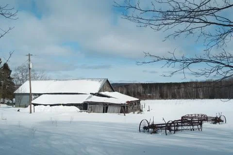 Vintage Northern Michigan Farm in Winter Stock Photos