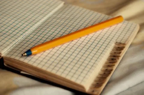 Vintage notebook with pen Foto stock