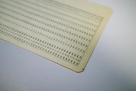 Vintage Numbered Data Processing Card Stock Photos