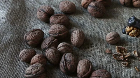 Vintage Nutcracker and walnuts Stock Footage 68525677