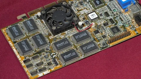 Vintage NVIDIA Riva TNT2 Graphics Card Stock Footage 296092200