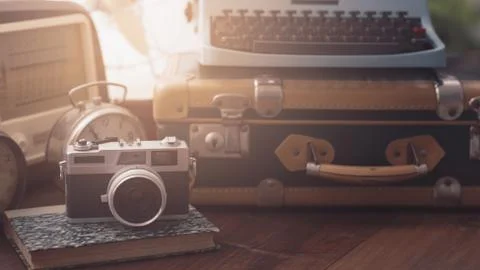 Vintage objects on a desk Stock Photos