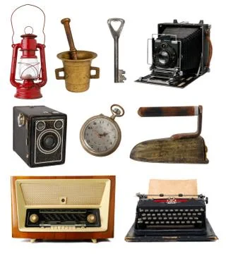 Vintage objects on white background Stock Photos