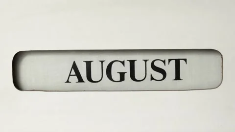 Vintage office calendar moving on from August to September Stock Footage 252362736