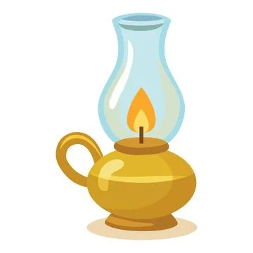 Vintage Oil Lantern Flat Vector Illustration Stock Illustration