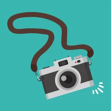 Vintage Old camera  with strap vector Stock Illustration
