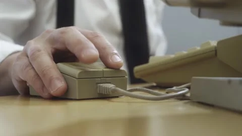 Vintage Old Computer Mouse Office Desk Stock Footage 154690852