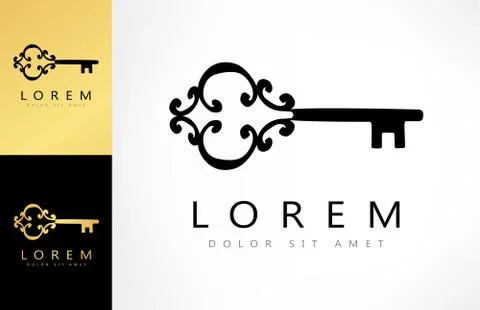 Vintage old key logo Stock Illustration