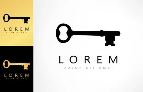 Vintage old key logo Stock Illustration
