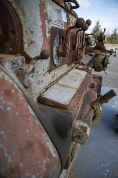 Vintage Old Lathe Machine - Rusty Industrial Equipment Stock Photos