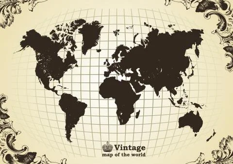 Vintage old map of the world Illustrazione stock