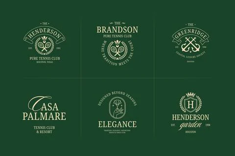 Vintage Old Money Crest Vector Logo Collection for Private Clubs and Luxury.. Stock Illustration