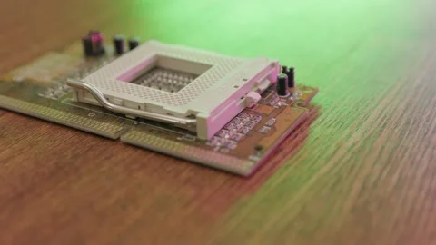 Vintage old socket for computer processor for desktop computer. Stock Footage 165272315
