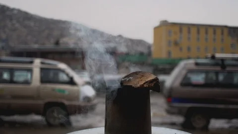 Vintage old tea maker machine in Kabul Afghanistan Stock Footage 128017462