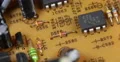 Vintage Old Tech Electronic Board Resistors Capacitors Integrated Yellow Circuit 4k or 4k+ Resolution