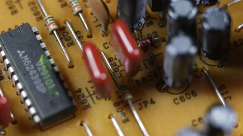 Vintage Old Technology Aged Electronic Board Outdated Obsolete Resistors Circuit Stock Footage 44353820