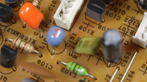Vintage Old Technology Pan Circuit Board Electricity Micro Networking Components Stock Footage 44353852