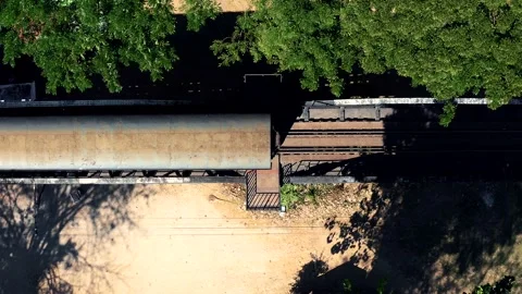 VINTAGE OLD TRAIN VIEW FROM ABOVE Stock Footage 169164172