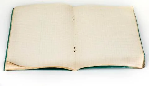 Vintage open notebook with square pages. Graf notepad. Stock Photos