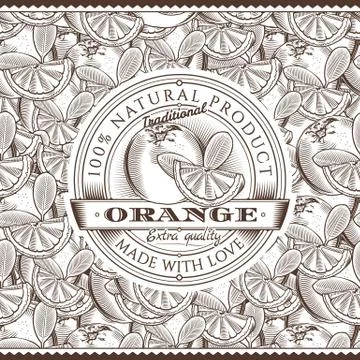 Vintage Orange Label On Seamless Pattern Stock Illustration
