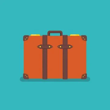 Vintage orange suitcase Stock Illustration