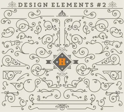 Vintage Ornaments Decorations Design Elements Stock Illustration