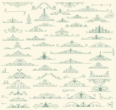 Vintage Ornaments Decorations Design Elements Stock Illustration