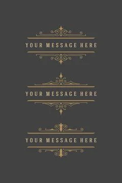 Vintage Ornaments Decorations Design Elements and Place For Text. Stock Illustration
