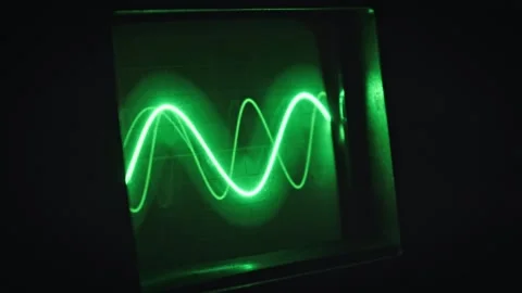 Vintage Oscilloscope: Green Wave Pattern Movement Stock Footage 303866234