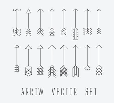 Vintage outlined arrows Stock Illustration