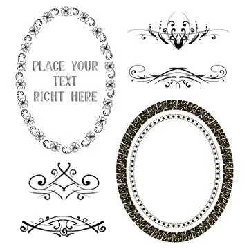 Vintage oval frames Illustrazione stock