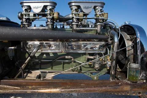 Vintage Packard car engine during the World of Speed 2012. Stock Photos