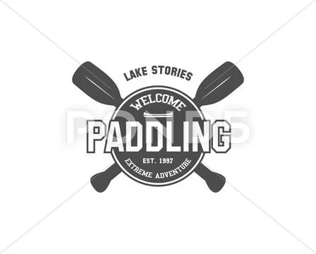 Vintage paddling, kayaking, canoeing camp logo, labels and badges. Stylish Stock Illustration
