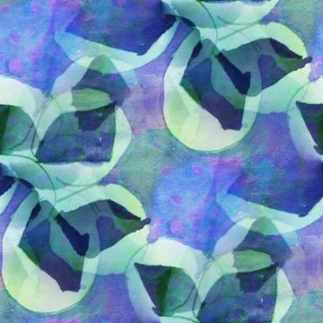 Vintage paint pattern green, blue design seamless watercolor tex Stock Illustration