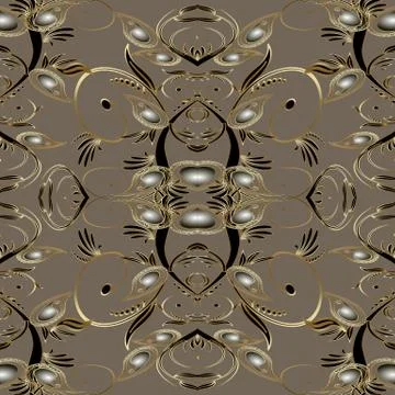 Vintage paisleys seamless pattern. Vector floral background. 3d paisley flowe Illustrazione stock