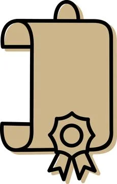 Vintage Paper Scroll Certificate Icon Sign Graphic Stock Illustration