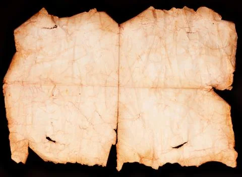 Vintage paper scroll isolated on black Stock Illustration