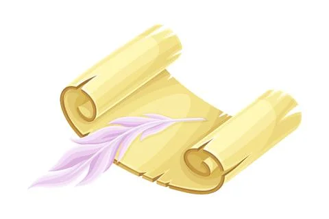Vintage paper scroll. Magic object cartoon vector illustration Stock Illustration