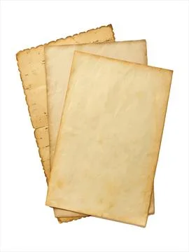 Vintage paper sheets on white background vector with aged surface realistic.. Stock Illustration