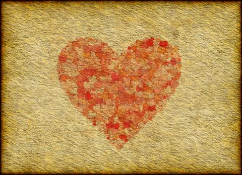 Vintage Paper Texture with painted heart Stock Illustration