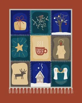 Vintage Patchwork Quilt Doodle Design. Vector isolated illustration. Patch .. 스톡 일러스트