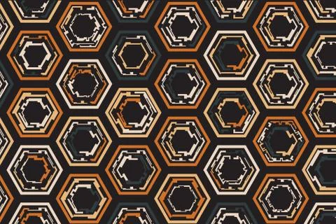 Vintage pattern with abstract hexagons Illustrazione stock