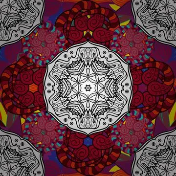 Vintage pattern. Colored over red, white and black. Islam, Arabic, Indian, Turki Stock Illustration