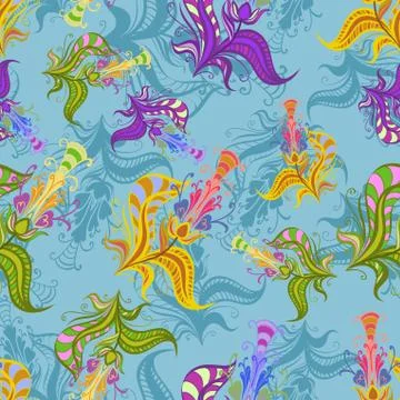 Vintage pattern of colored spring flowers Stockillustratie