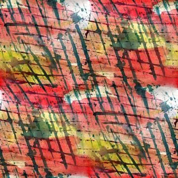 Vintage pattern design red, yellow seamless watercolor texture b Stock Illustration