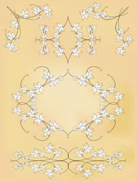 Vintage pattern with leaves. Collection curls. EPS10 vector illustration Stock Illustration